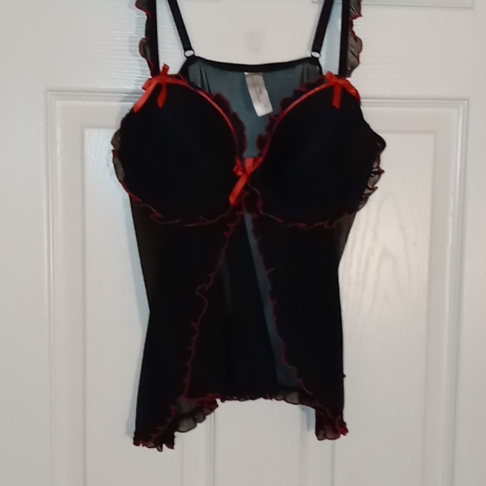 Red and black lingerie top